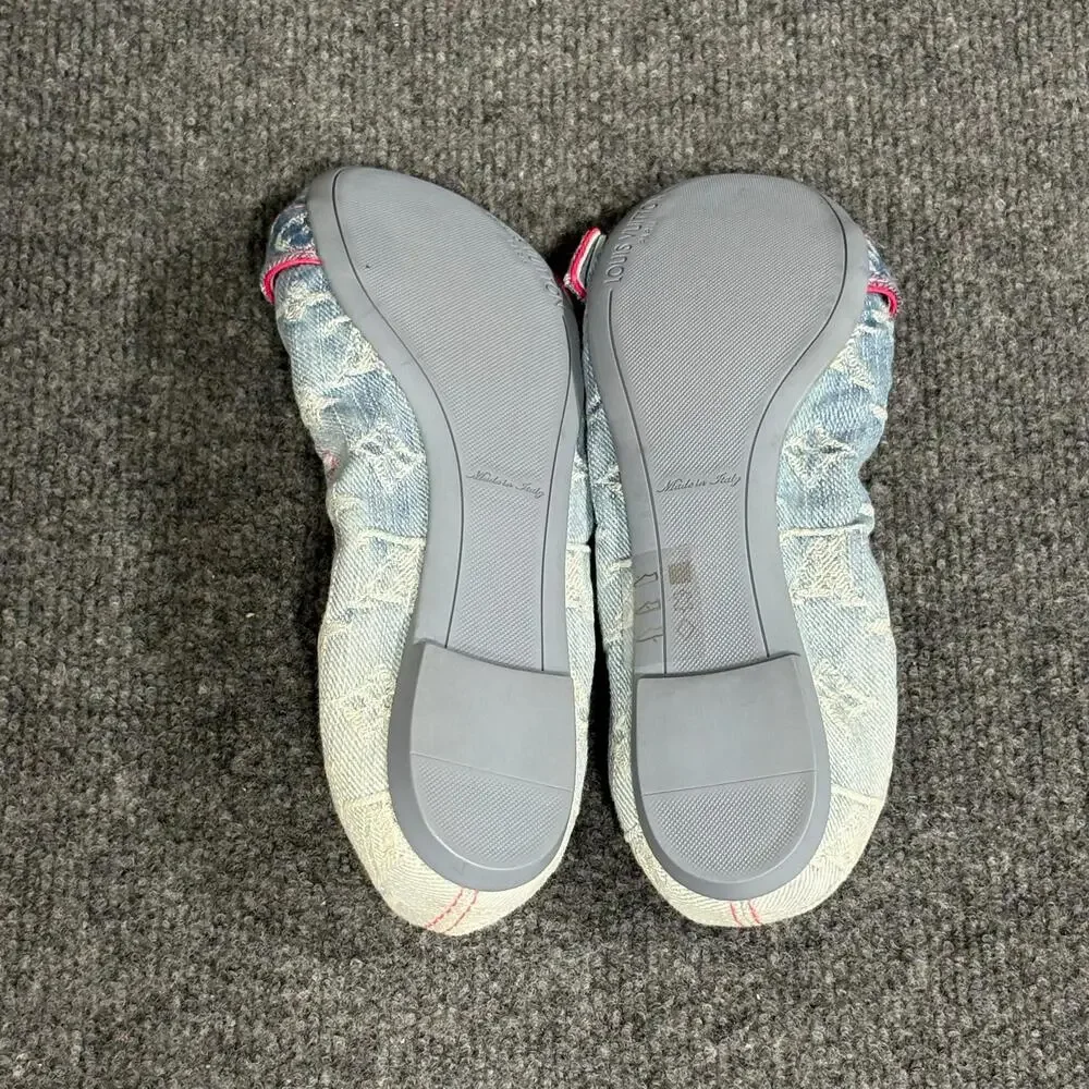 Louis Vuitton Shoes Womens 5.5 35.5 Monogram Denim Buckle Ballet Flats Italy